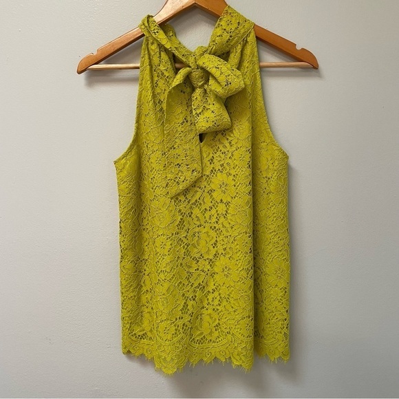 NWT J. Crew Chartreuse Tie Neck Lace Top #AG853 - Picture 5 of 8